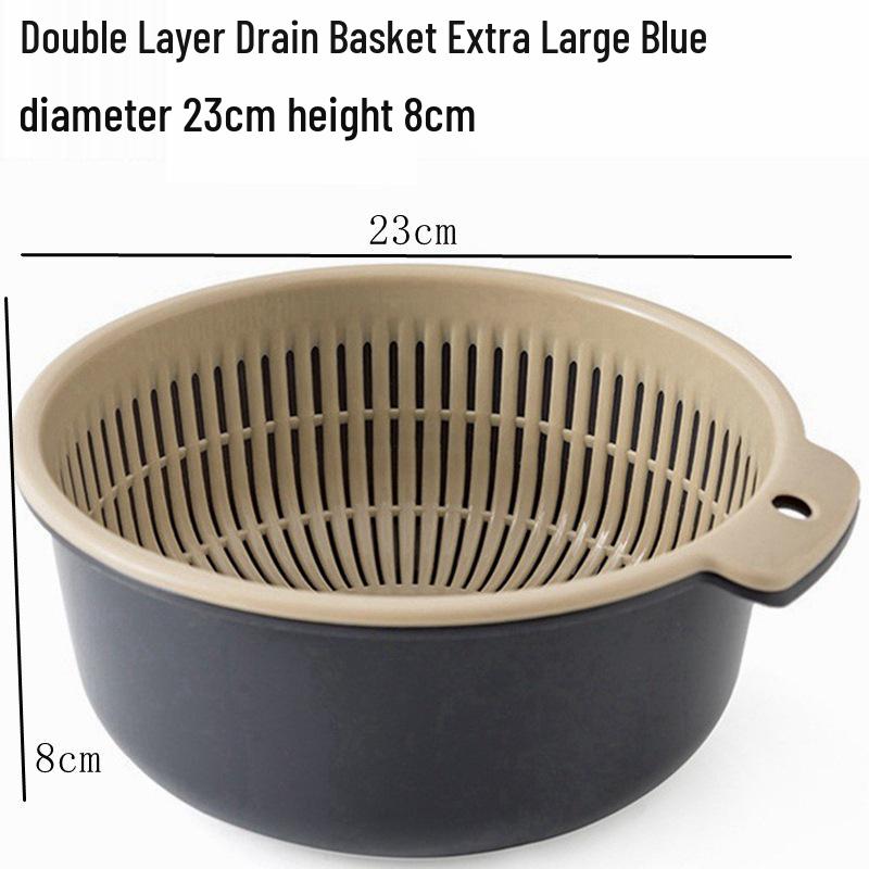 Hui Si Dual-Layer Kitchen Colander and Storage Basket for Fruits and Vegetables