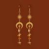 Fashionable Asymmetrical Crystal Tassel Dangle Earrings with Moonstone
