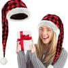 Adult Multicolor Plush Christmas Hat with Black Trim for Holiday Party Costume and Decoration