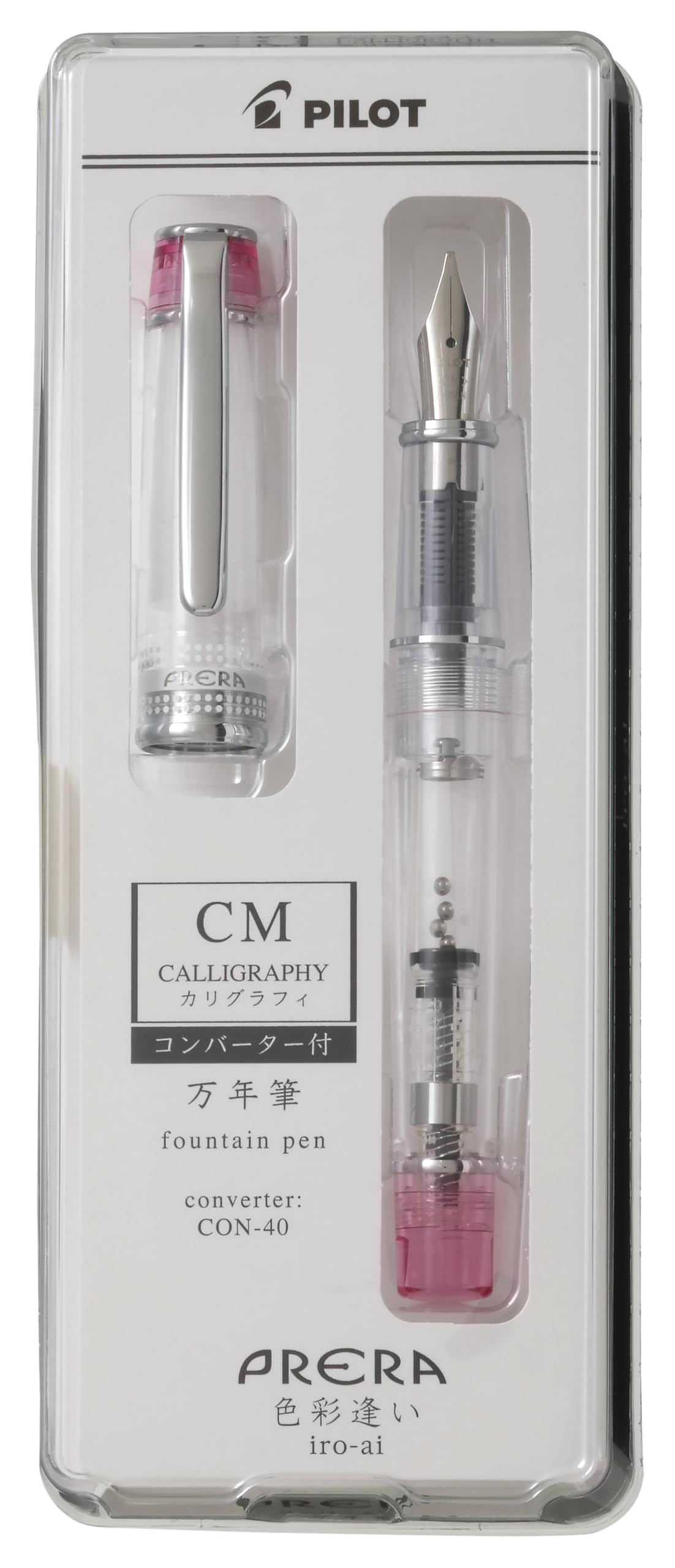 

PILOT Prera Fountain Color Encounter Transparent PFPR1TPCM Pen, CM, Calligraphy, Pink,
