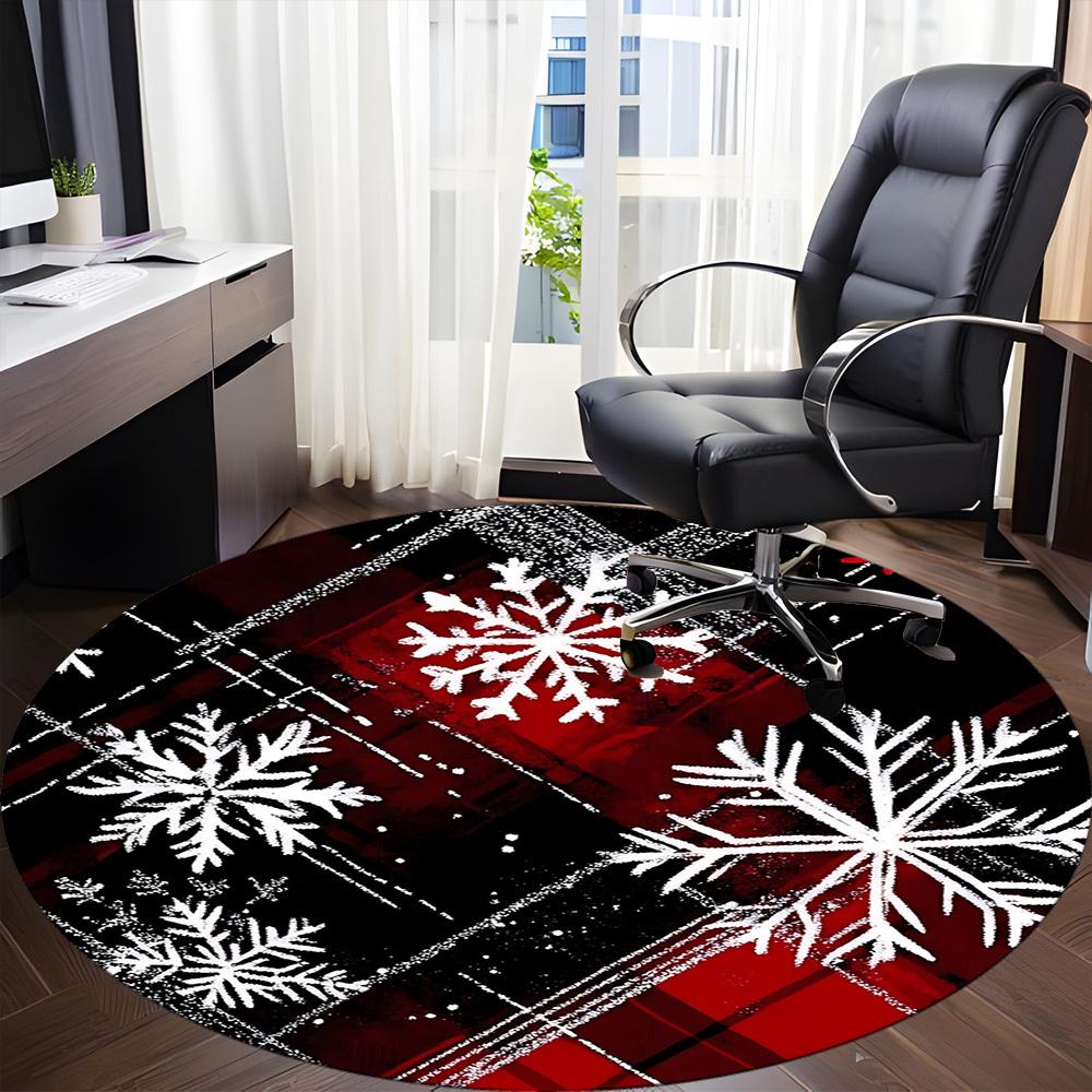 1pc Snowflake Pattern Chair Carpet for Office, Round Non Slip Durable Large Size Office Carpet, Suitable for Office