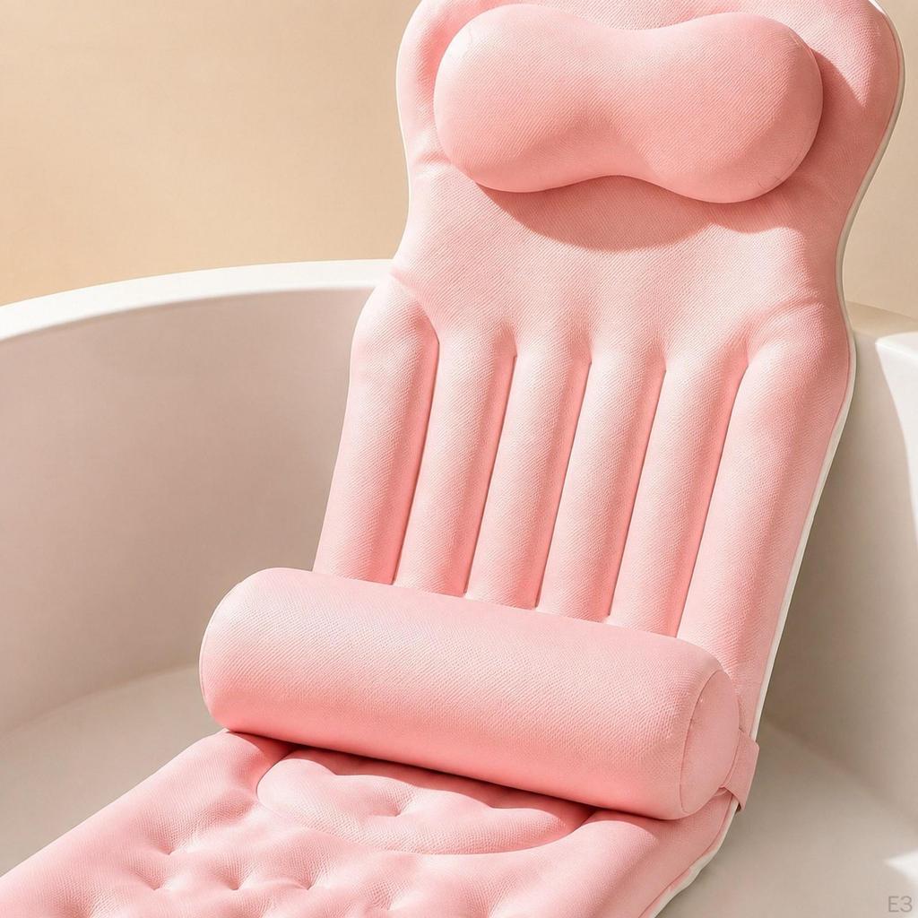 Bath Pillow for Optimal Back, Head And Neck Support – Versatile Gift, Comfortable with Suction