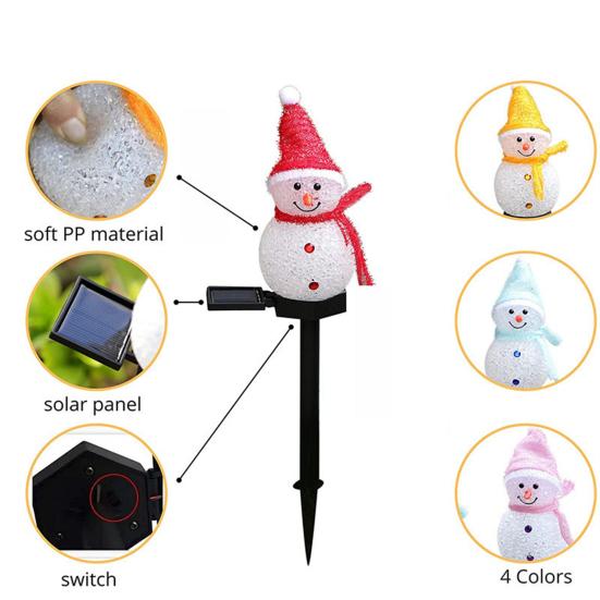 Solar Ground Lamp Lights Outdoor Christmas Snowman Shape Pathway Energy-saving Decorative Lights for Garden Yard