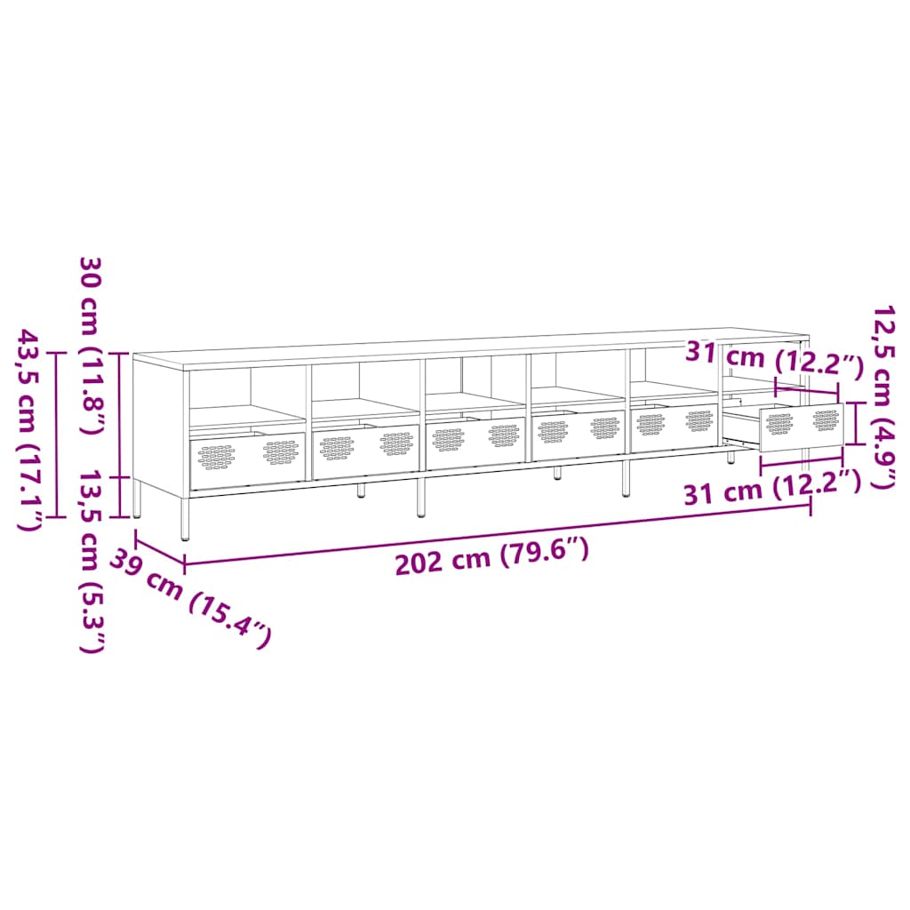 TV Stand Mustard Yellow 202 x 39 x 43.5 cm Cold Rolled Steel