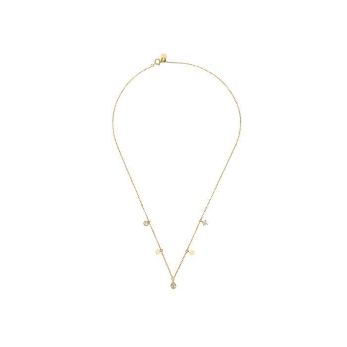 Collier Luxenter en argent 925 avec zircons finition ens or jaune 18K - Étoile
