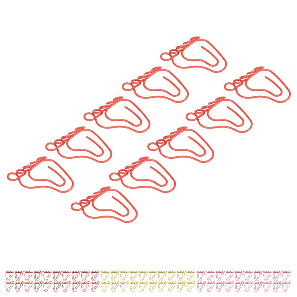 100pcs Paper Clip Foot Shape Cute Anti Slip Portable Paperclip for Bookmark Office Document File