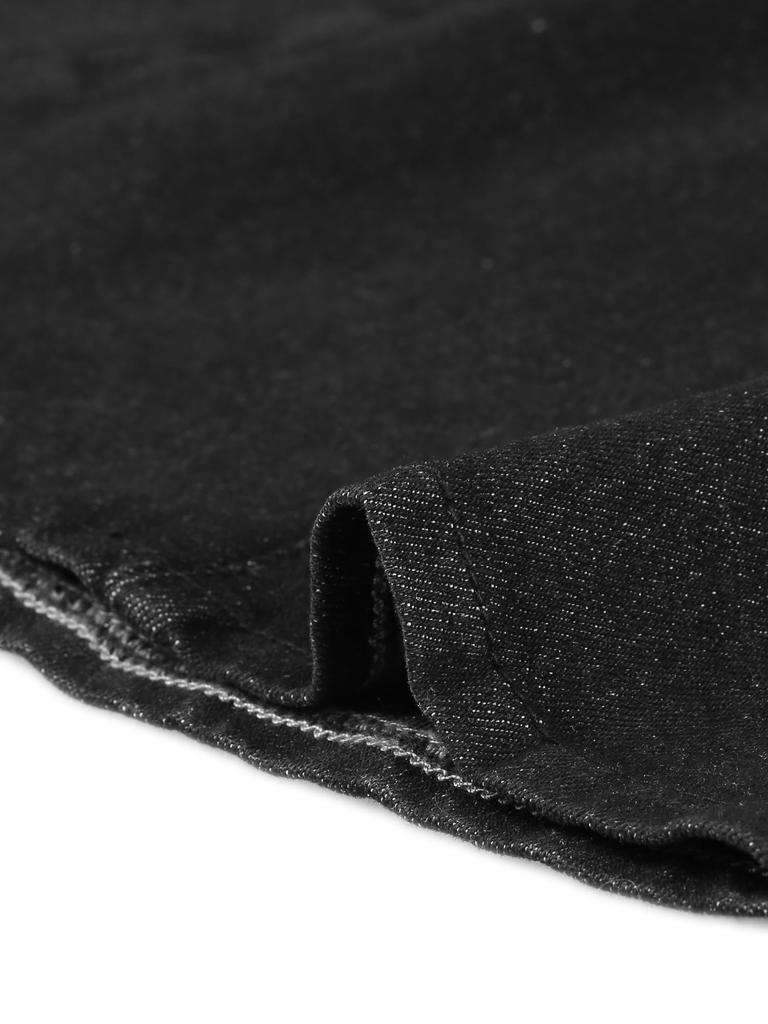 Allegra K Mini Skirt, Denim Skirt, Summer Pleated Skirt, Slimming, Stretchy, A-Line, Elegant, High-Waisted, Casual, Women's, Black, XL