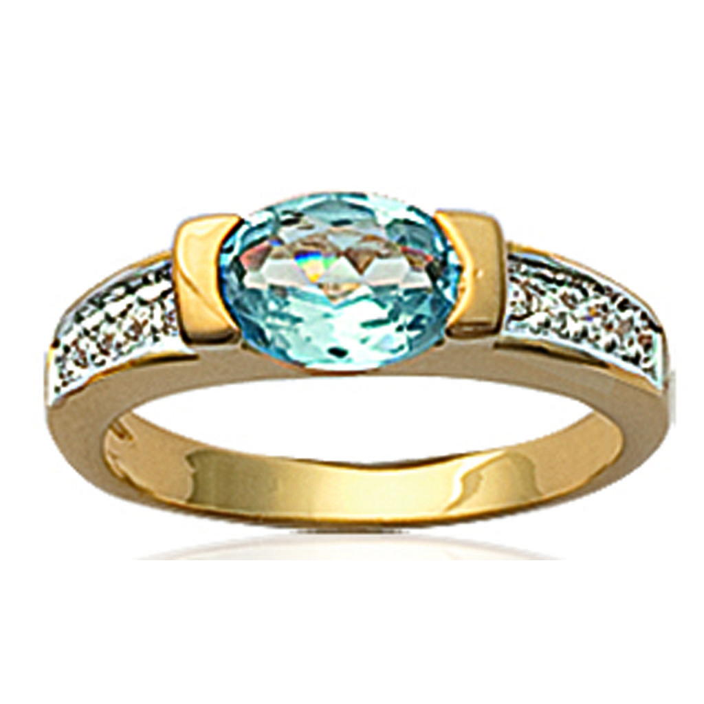 Ring Vergoldet 'Scarlett' goldblauer Topas (5 Mikron) - 6x8 mm