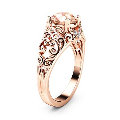 Rose Gold Farbe Serie Hochzeit Ringe Mit Shiny Champagner AAA Cubic Ziron Mode Aushöhlen Muster Band Frauen Schmuck