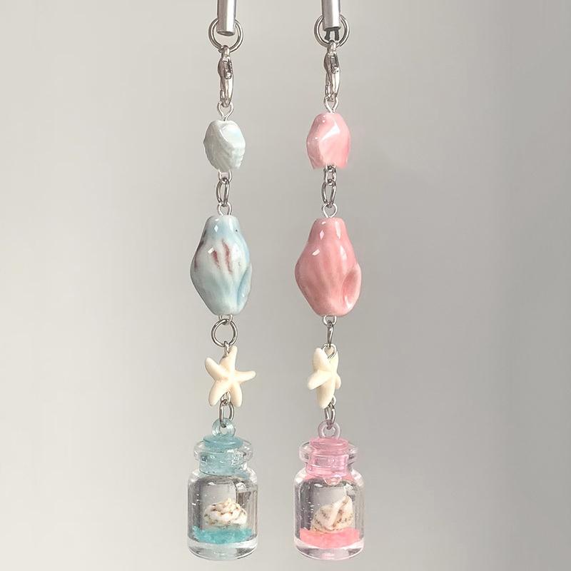 Transparent Keychain Cute Wind Chime Pendant Keyring Mobile Phone Lanyard Kawaii Bag Decorative Accessories Home Decorations