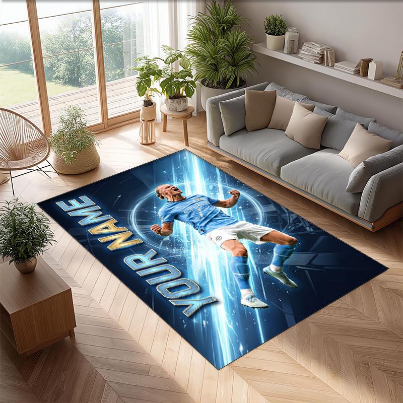 Erling Haaland Printed Crystal Velvet Rug Non‑Slip Crystal Velvet Carpet For Sofa Bedroom Indoor Home Decoration