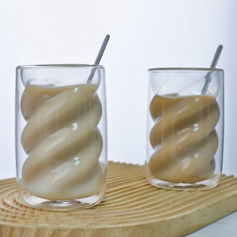 Taza de Café de Doble Pared con Diseño Retorcido Vaso Transparente para Jugo Vaso de Agua Vaso de Cerveza Uso en Bar