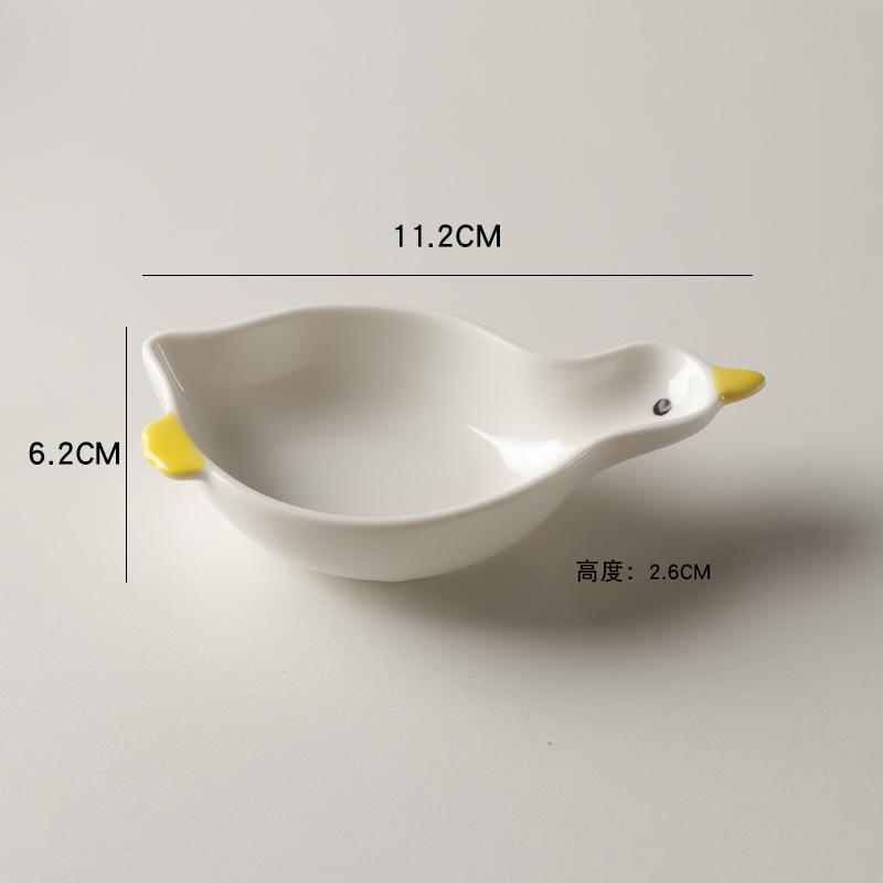 Embossed Ceramic Flavored Plate Creative Cartoon Sauce Plate Snack Plate Mini Cute Household Vinegar Dish Hot Pot Dipping Sauce Plate