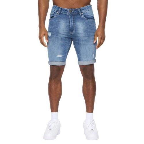 Crosshatch Mens Riptrey Denim Distressed Shorts