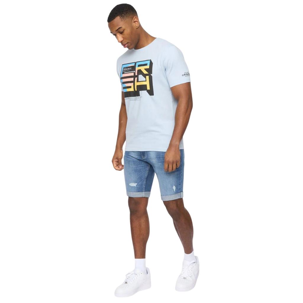 Crosshatch Mens Riptrey Denim Distressed Shorts