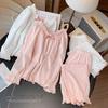 MIMIHELLO Mädchen Langarm-Pyjama-Set in Unifarbe