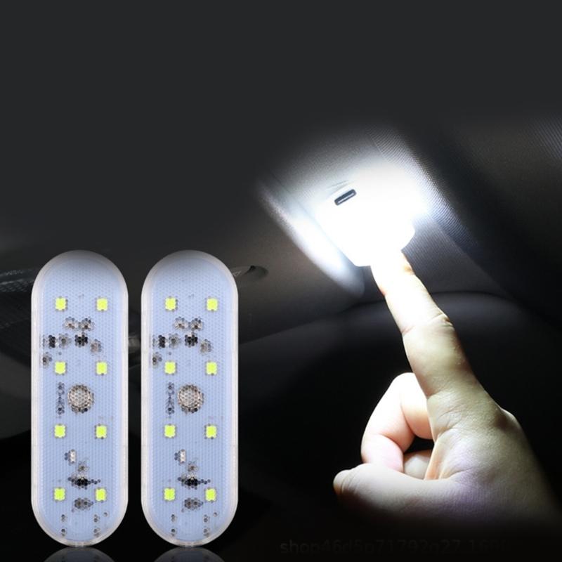 2Pcs Car Interior Lights Car Ceiling Lights Magnetic Sticker Wireless Touch Light Car Accessories Night Reading Light