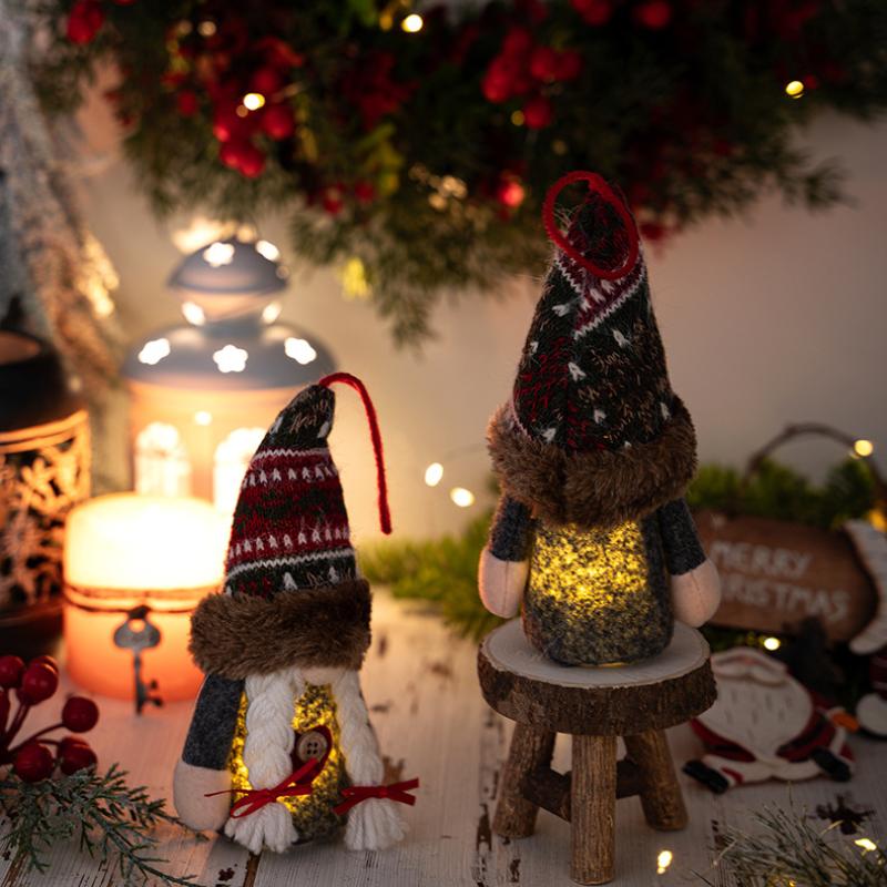 Christmas Faceless Doll Gnome Glowing Christmas Ornament Plush Dwarf Home Decorations New Year Novelty Gifts Party Decor
