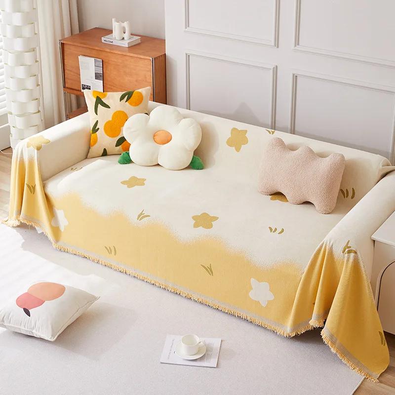 Sofa Handdoekhoes Stof Volledig Omwikkeld met Chenille Jacquard Garen Geweven Zacht Comfortabel Zacht Slijtvast Dubbelzijdig Bruikbaar