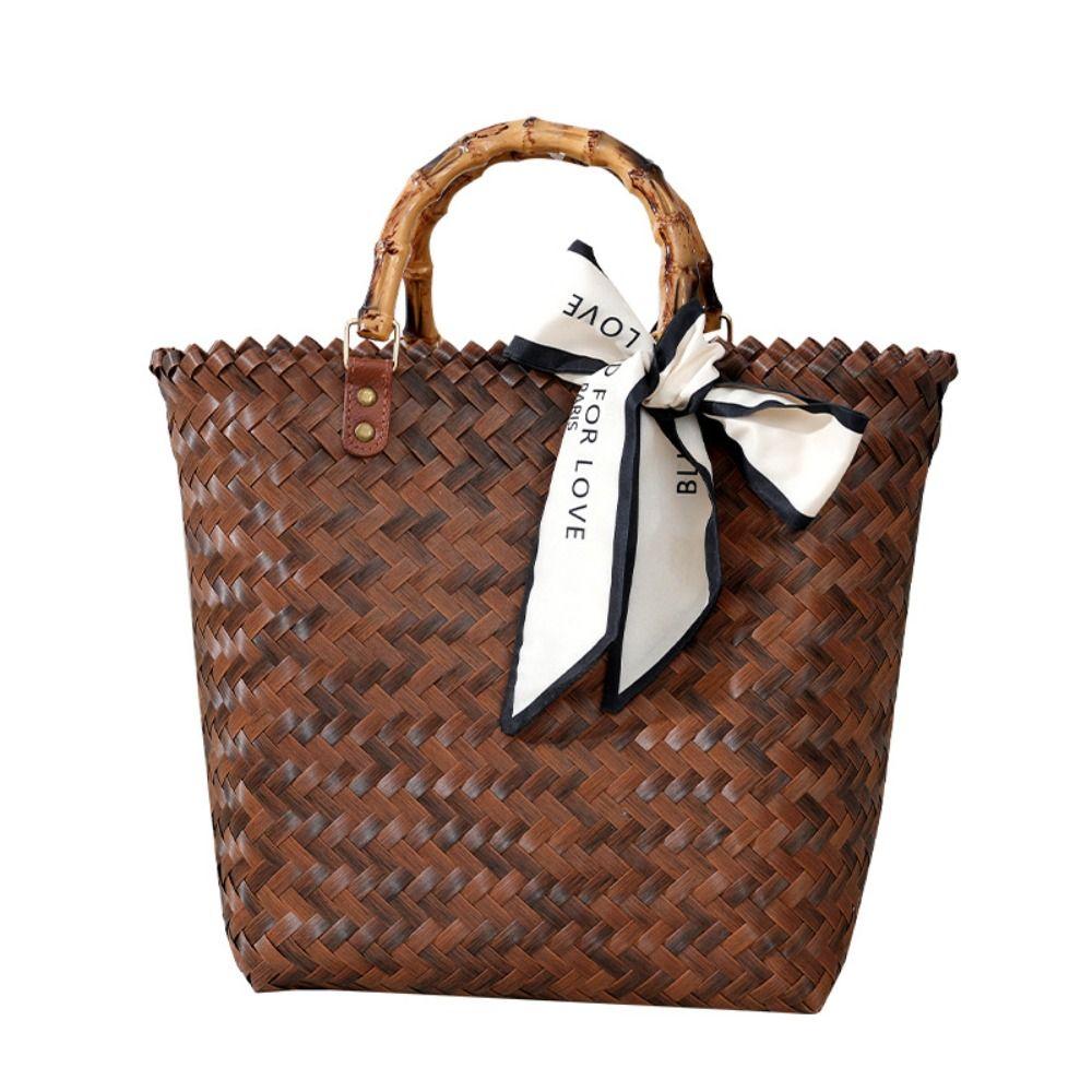 PP Shoulder Bags Bamboo handle Crochet Bag Fashion Shopping Tote Bags  Women
