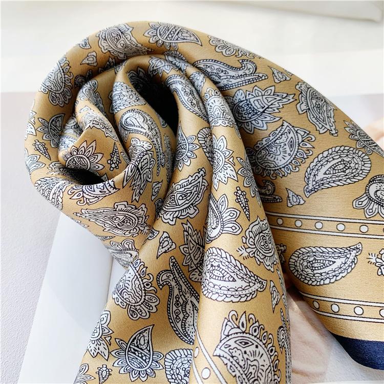 53*53 см квадратный шелковый шарф женский модный принт маленький шейный платок офисный — фото 7