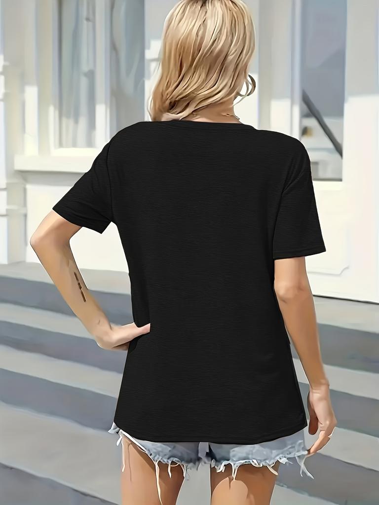 Heart & Cute Dog Print Crew Neck T-shirt Casual Short Sleeve Top For Spring & Summer Women's Clothing