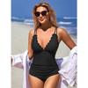 CHARMLEAKS Scalloped One Piece Swimsuit Women Ruched Tummy Control Bathing Suit Cut Out Monokini Swimwear