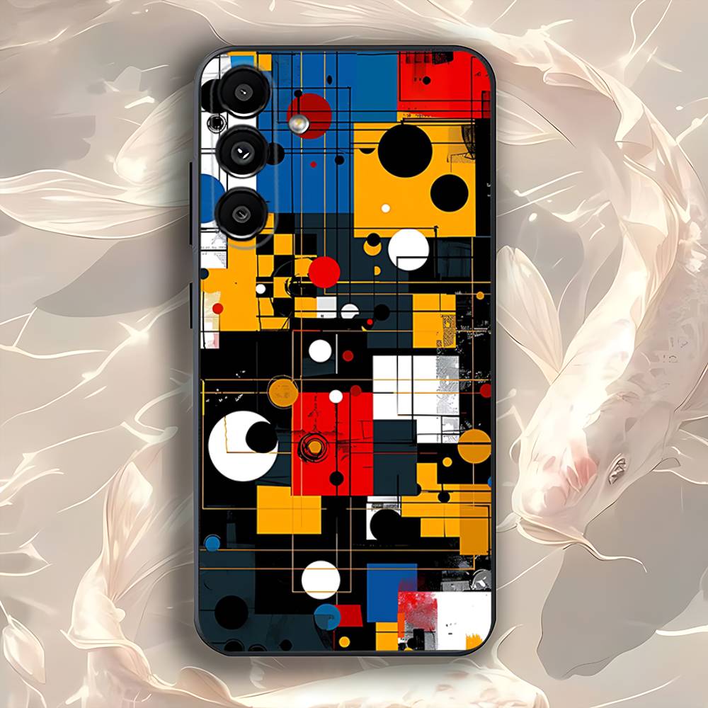 Abstract Piet Mondrian Phone Case For Samsung Galaxy A73,31,32,72,41,53,52,71,22,5G,Note,J7,8,9 Soft Black Cover