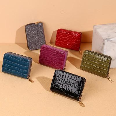 Crocodile Pattern Accordion Card Holder: 9-Slot European & American Style Short Wallet (2022)