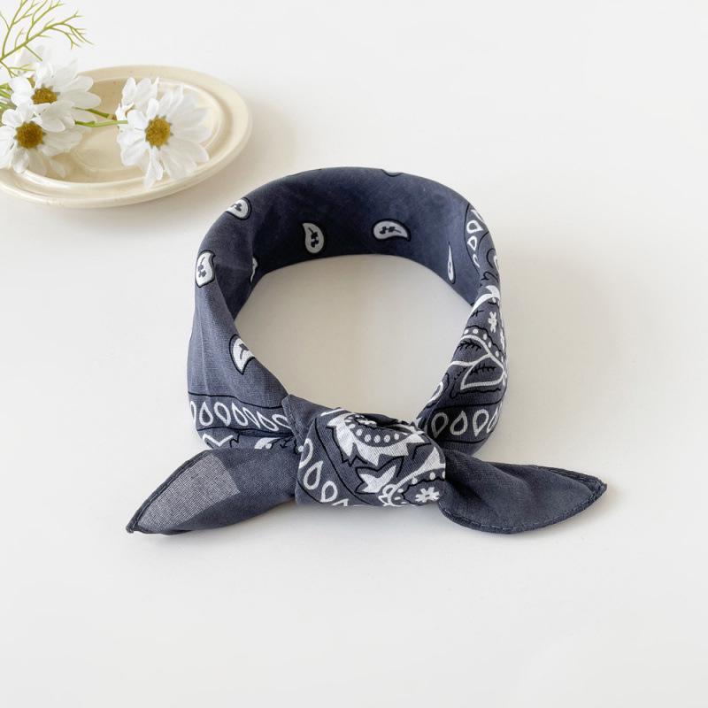 European American Hip Hop Cashew Print Headscarf - 50cm Cotton Linen Square Scarf for Women