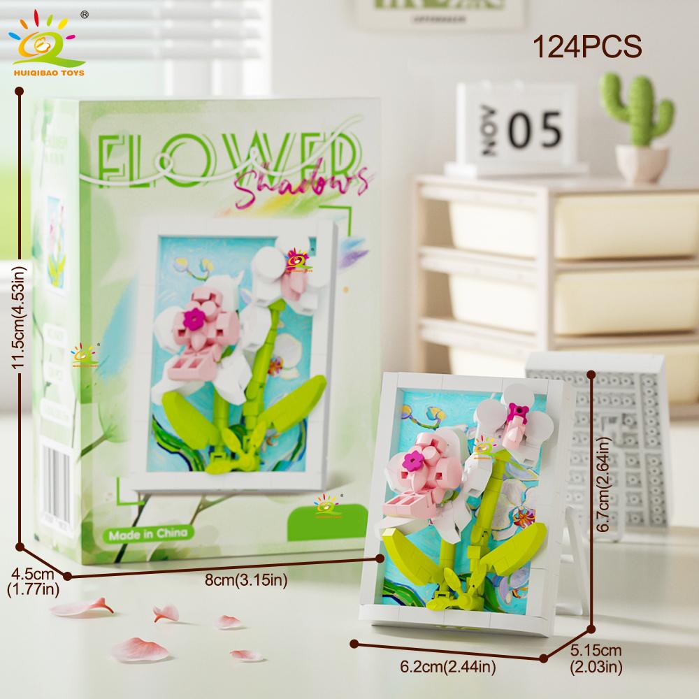 MOC Flower Po Frame Model Micro Building Block Sunflower Rose Mini Diamond Brick Toy for Children Desk Decor.