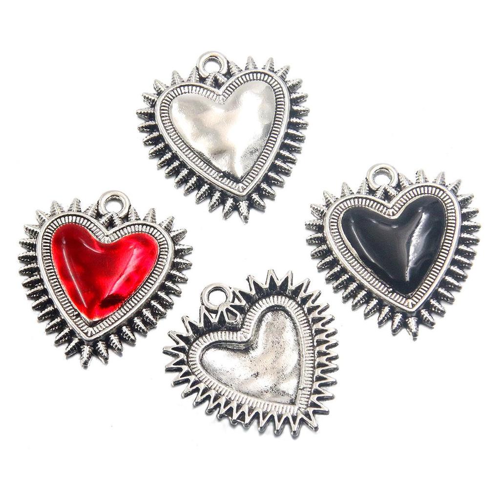 25x27mm Retro Gothic Heart Drip Oil Pendant for DIY Bracelet and Necklace Jewelry