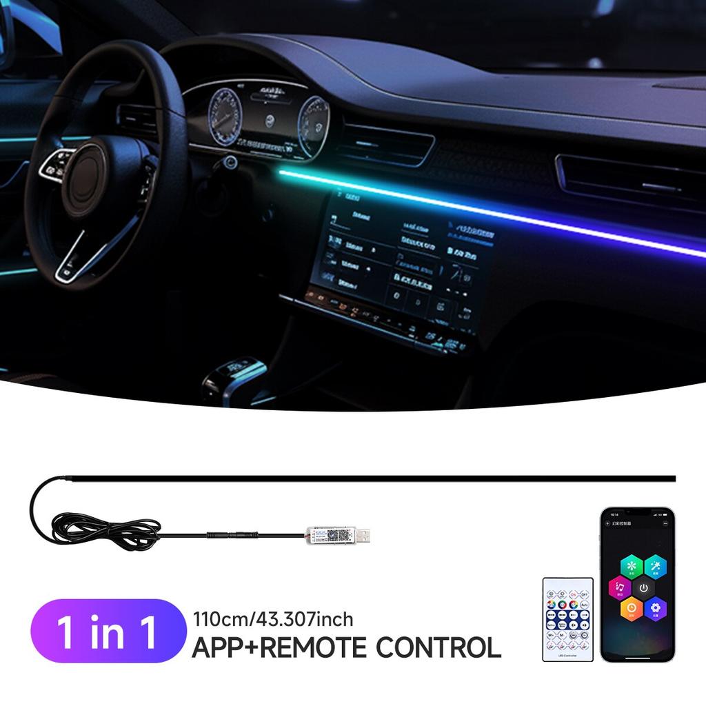 Colorful acrylic car interior cold light ambient light without wiring, modified decorative car sound control music light strip