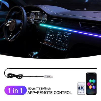 Colorful Acrylic Car Interior Cold Light Ambient Light Without Wiring, Modified Decorative Car Sound Control Music Light Strip