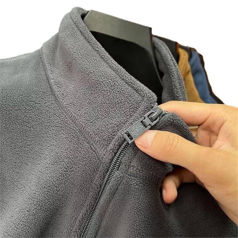 Doppelseitige Sherpa-Fleeceweste für Herren mit Stehkragen, Reißverschluss, ärmellos, für Frühling, Herbst und Winter.