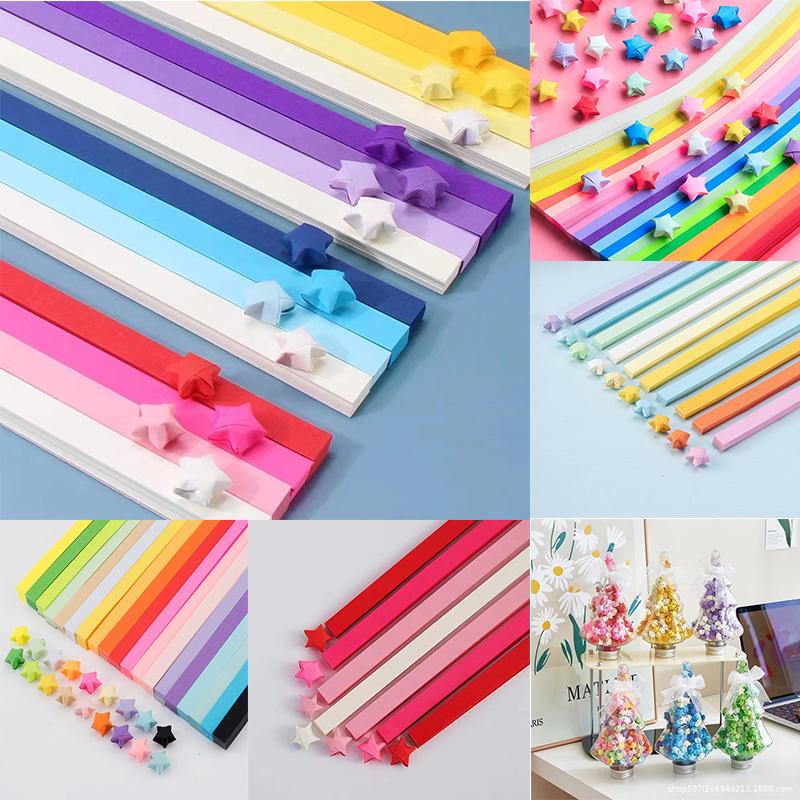 Lucky Star Paper Strips 540 PCS Origami Paper Strips for Making 3D Stars DIY Home Decor Birthday Gift Wedding Wish Filling Jar