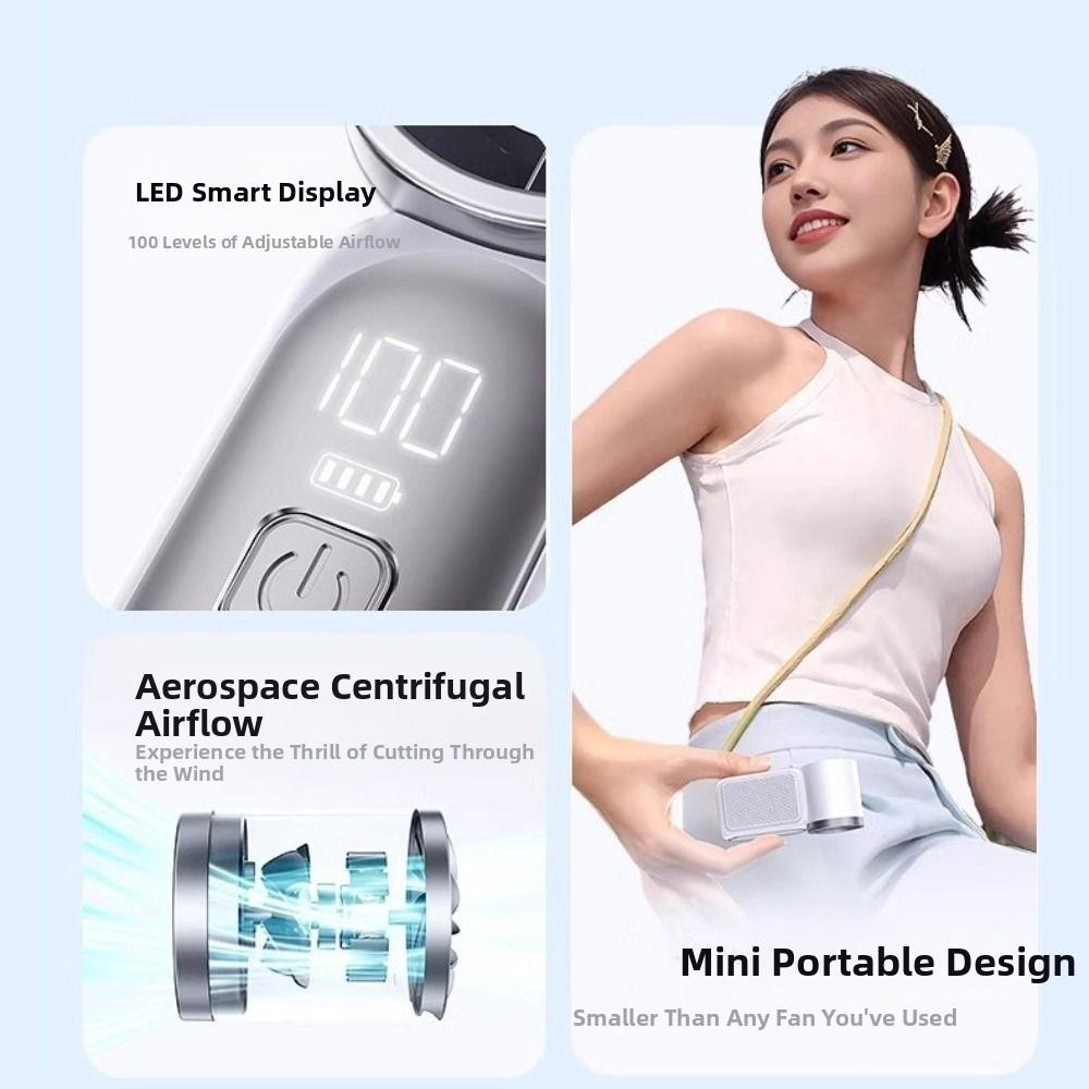 LED Display Handheld Turbo Fan 6 Gear Wind USB Rechargeable Fan Powerful Pocket Fan  Home