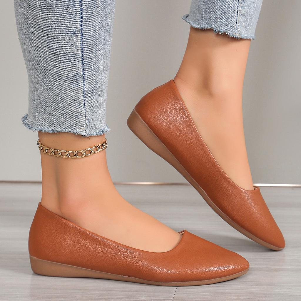 Single shoes New large size flat bottom pointed head shallow mouth simple casual Doudou shoes