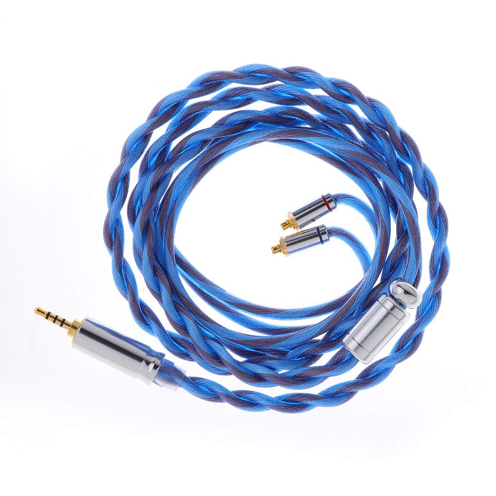 LINSOUL Euphrosyne Litz6 Type Silver Plated Cable Earphone Upgrade Cable 5N-OCC (Blue-Black, 2.5mm-MMCX)