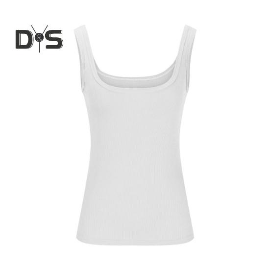Women Tops U-Neck Sleeveless Slim Fit Solid Color Tank Tops Ribbed Elastic Summer Casual Vest Work Wear