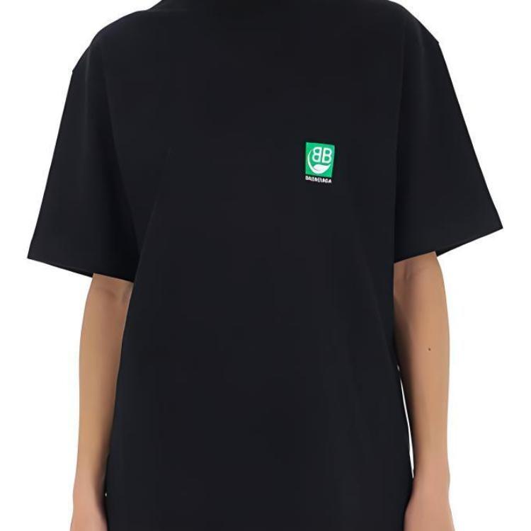 Balenciaga Drop Shoulder Sleeve T Shirt Women's Black Loose Fit 594599THV631000