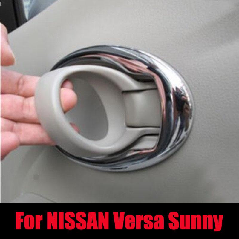 Auto-Styling-Zubehör, Chrom-Innentürgriffabdeckung, dekorativer Innenaufkleber für NISSAN Versa Latio Sunny