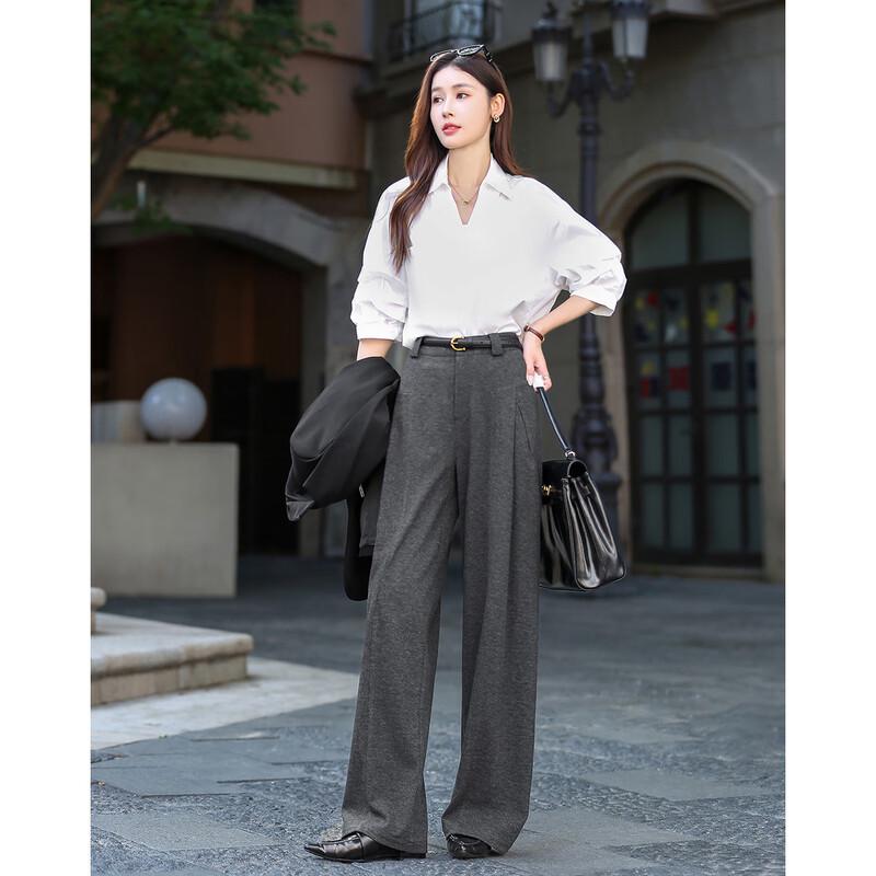 Women's Warm Pleated Straight-Leg Casual Pants