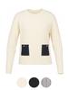 KIM YOUNG JOO GOLF Spring/Autumn Denim Pocket Round Sweater Daily Women'S Ribbed Knit Dqslnt06