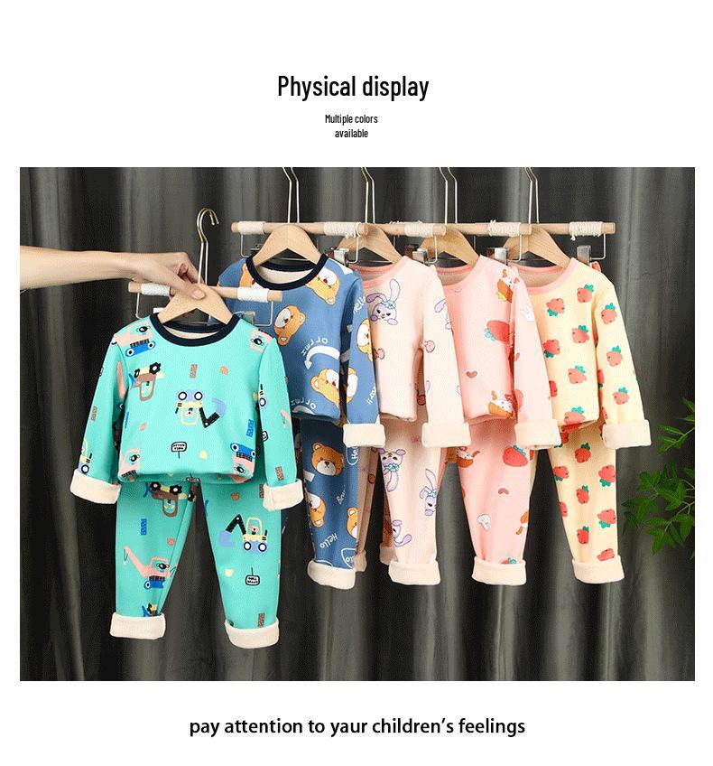 Warmer Winter-Unterwäsche-Set für Kinder mit Fleece-Futter: Herbstliche Thermoschicht & Homewear für Mädchen und Jungen