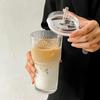 1pcs/2pcs/4pcs Glass Cups with Straws and Lids, Vertical Stripe Pattern, Elegant Home Use for Iced Drinks & Coffee