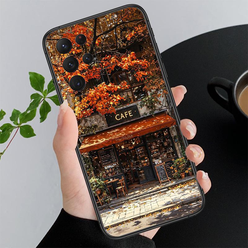 Phone Case For Samsung A55 A16 A56 A36 A35 A15 A53 A54 A33 A34 A25 A05S A52 A52S A14 A26 A71 Coffee Cafe night Aesthetic