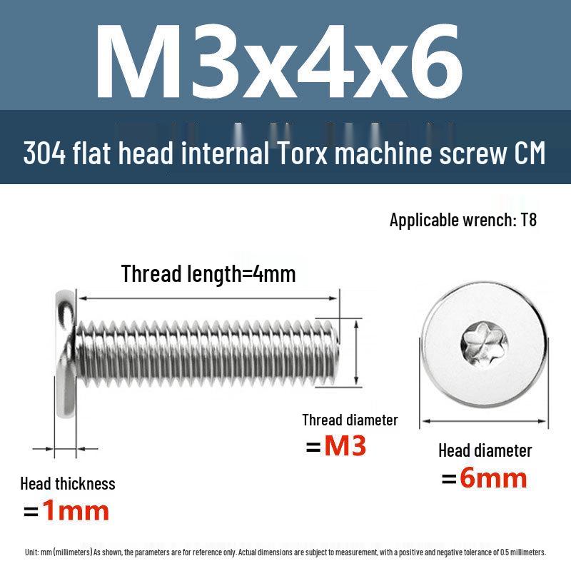 Yigu 304 Stainless Steel Thin Flat Head Torx Screw M2-M8 for Computer Machines