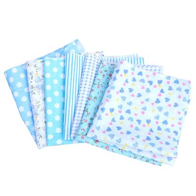 DIY Handcraft Cotton Fabric Printed Cloth Sewing Quilting Craft Cloth Set Needlework Accessory Blue 25x25cm