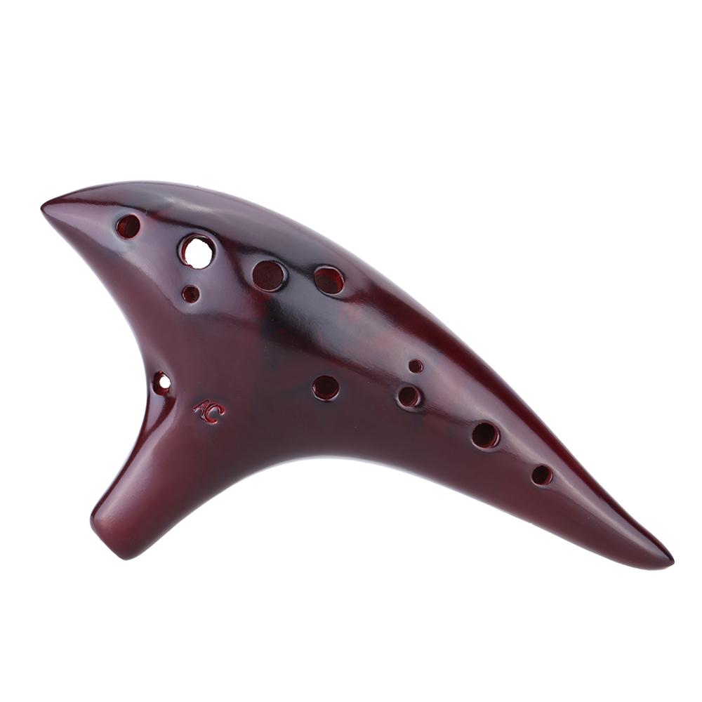12 Holes Ceramic Ocarina Flute Alto C Smoked Burn Submarine Style Musical Instrument with Music Score for Music Lover
